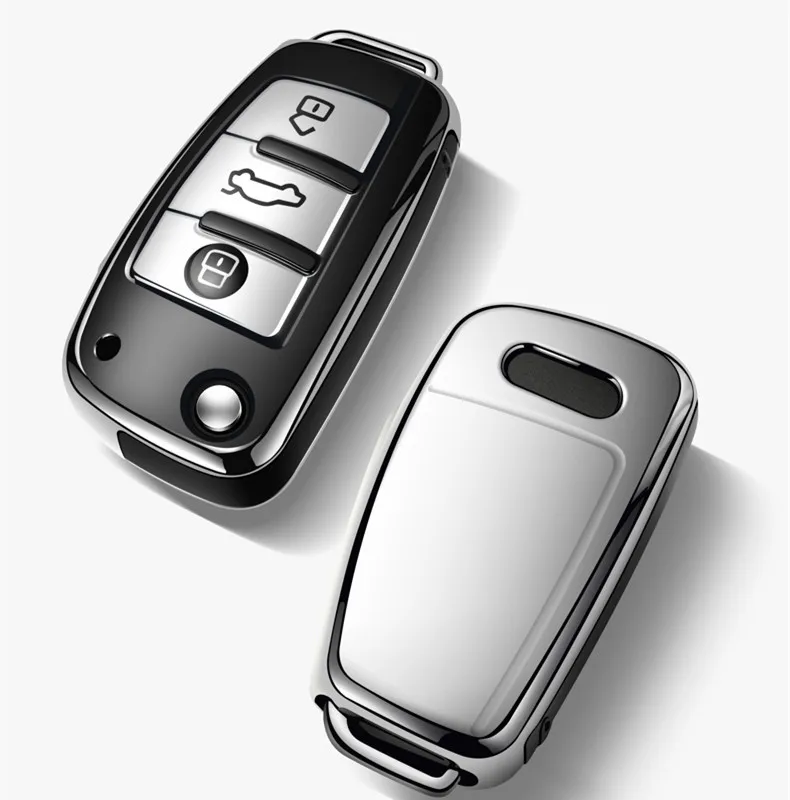 

Hight quality TPU+ABS Car Key Cover Case for For Audi A8 A6 A3 Q3 Q7 R8 Folding Remote Keyless