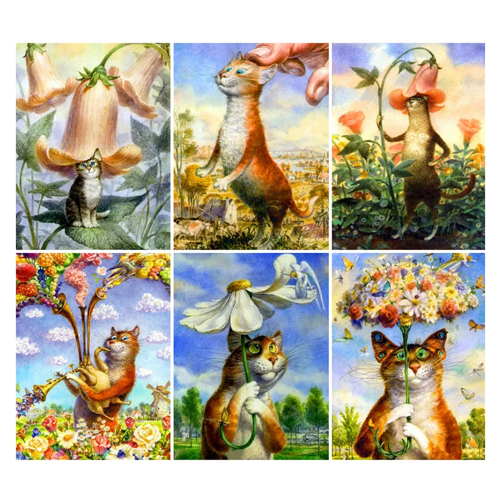 

Diy 5d Full Diamond Painting Embroidery Animal Cat Flowers Butterfly Cross Stitch Square Round Drill Mosaic Decorative Art Hobby