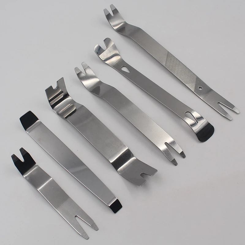 

6 Pcs Set Silver Stainless Steel Car Radio Removal Tool Car Door Clip Panel o Stereo Dismantle Pry Tool