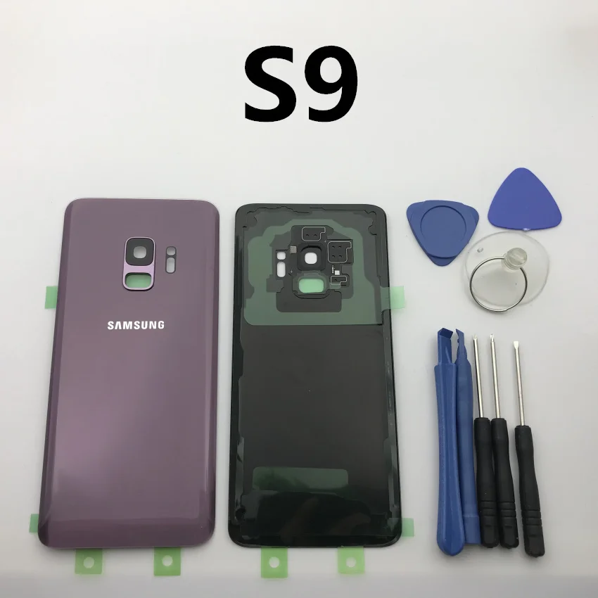 S9 purple Замена оригинальной задней панели батареи Стекло задняя дверь Крышка для samsung Galaxy s9 s9+ edge plus G960 G960F G965 G965F+ инструмент - Цвет: S9 purple