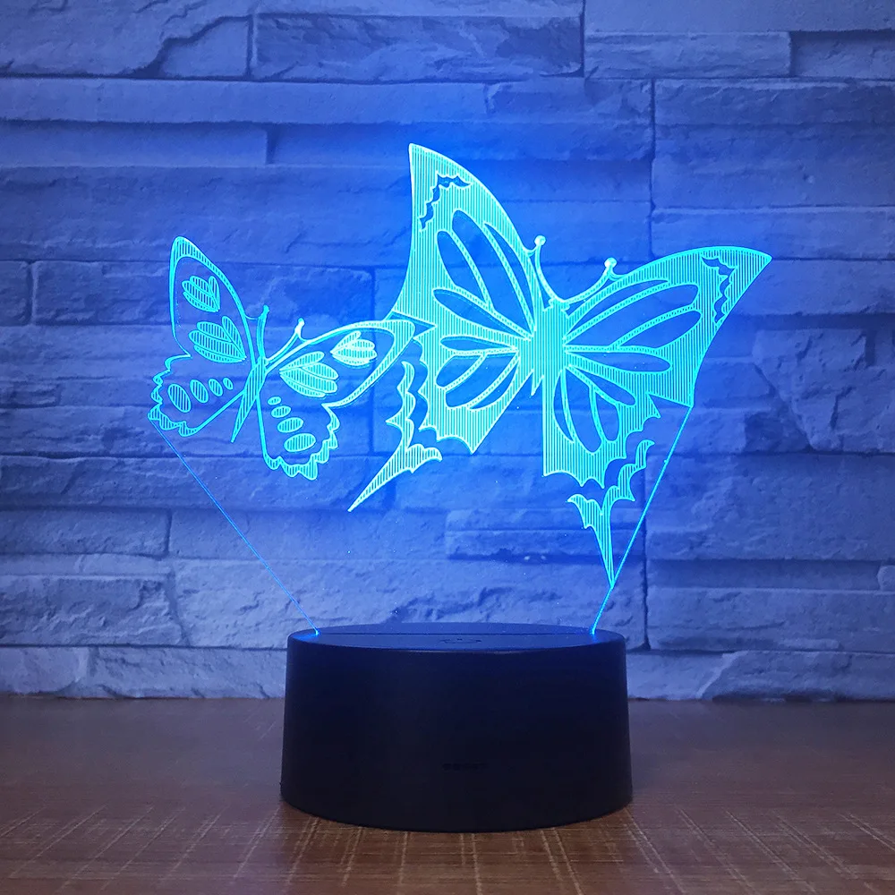 

Butterfly LED RGB Night Light 7 Color Change Desk Light 2818 Action Figure PVC Kids Toys Brinquedos Christmas Gift