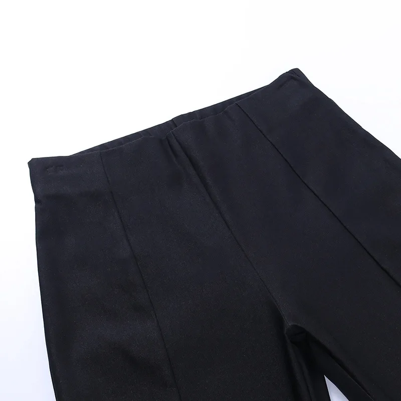 

Elegant High Waist Women's Pants Hem Split Black Autumn Casual Ladies Streetwear High Stretch Trousers Pencil Pants