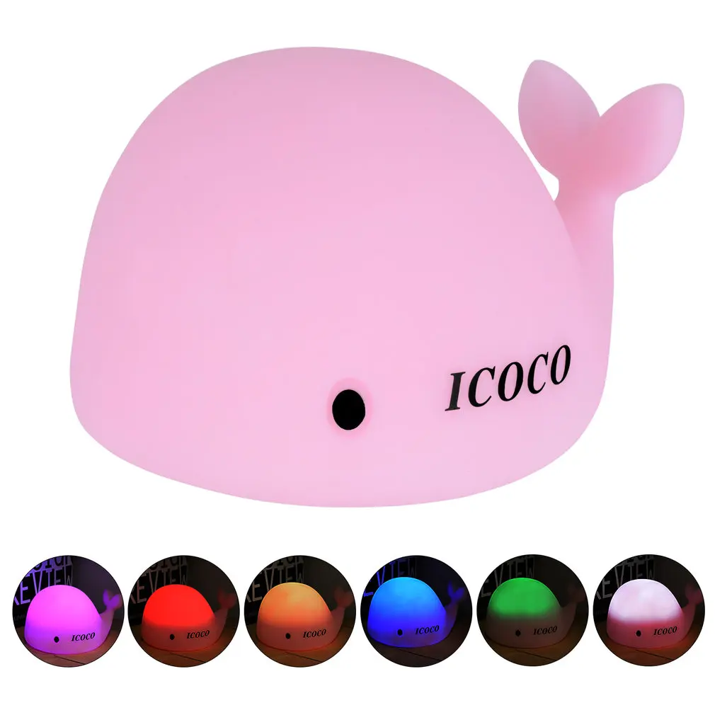ICOCO милый мягкий силиконовый Дельфин со светодиодной подсветкой для малышей и