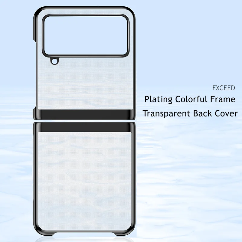 

For Samsung Galaxy Z Flip3 5G Transparent Case Plating Frame Clear Hard Plastic Shockproof Cover for Galaxy Z Flip 3