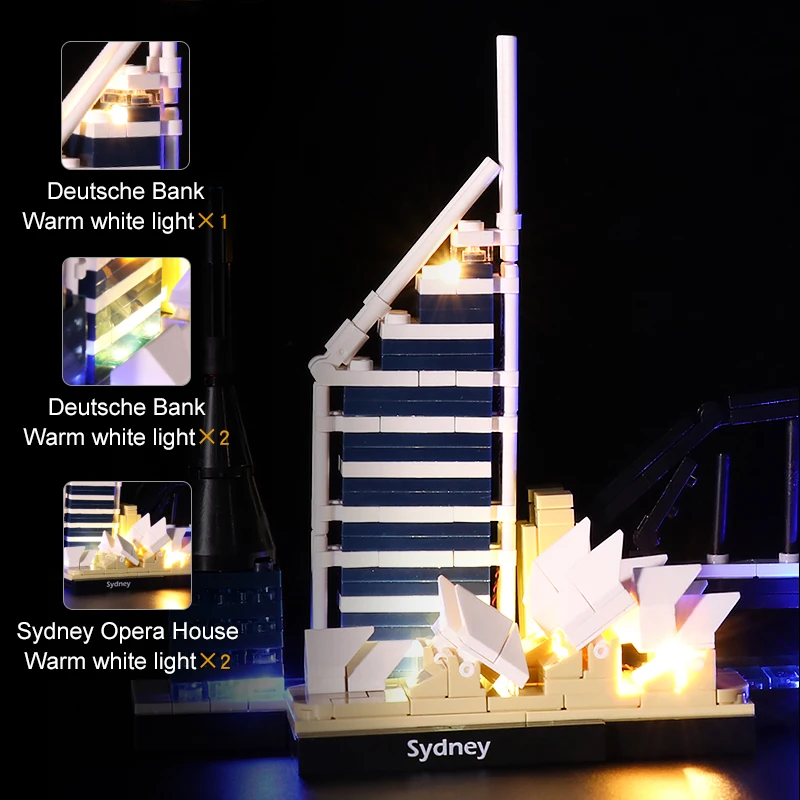 

LED Lighting Kit for 21032 City Architecture Building Sydney Diy Toys Children Kids Model Gifts (Only LED Light, No Block Kit)