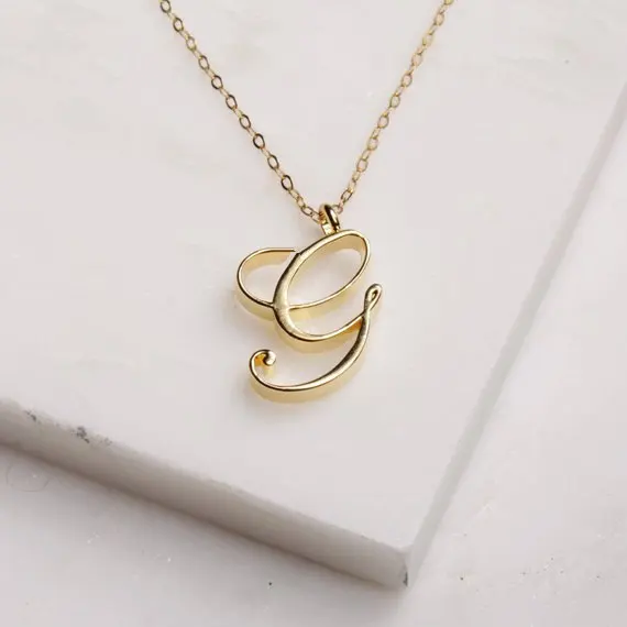 

Initial G Letter Necklace Minimalist Cursive Name English Alphabet Text Character G Monogram Necklace Charm Jewelry for Gifts