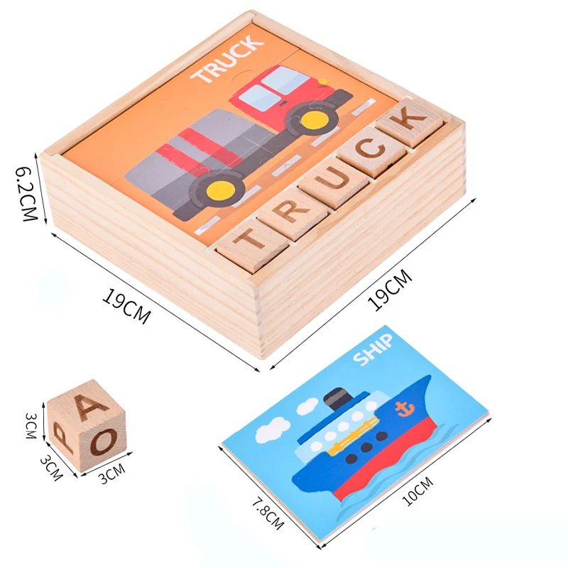 Детский мультяшный пазл с надписью игрушки для правописания Наборы деревянных