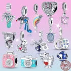 Бусина-Шарм из серебра 100% пробы, с черепахой и камерой