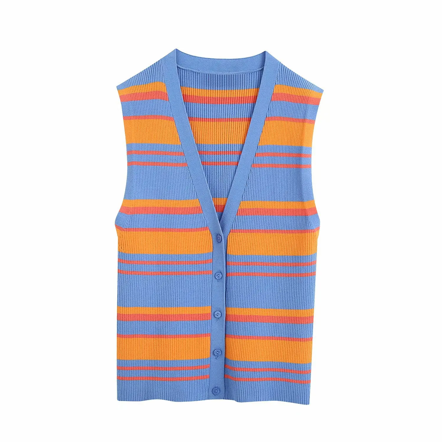 Новинка лета 2020 Женский трикотажный жилет без рукавов в полоску стиле zaraing