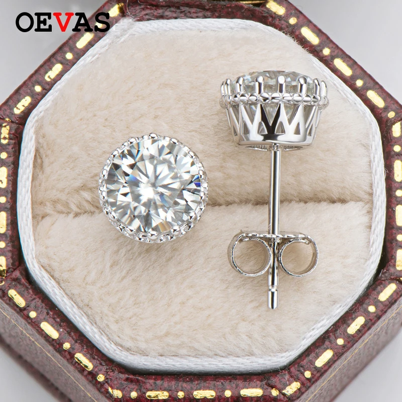 

OEVAS Real D Цвет Муассанит Новый край Стиль, серьги со шпилькой, для женщин, Одежда высшего качества 100% 925 стерлингового серебра обручальные ювел...
