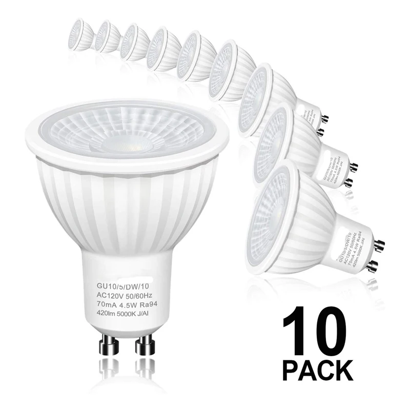 

10pcs Dimmable GU10 MR16 E27 E14 LED Bulbs Equivalent Spotlight Halogen Equivalent Beam Angle 500LM Lampara 5000K Flashlight
