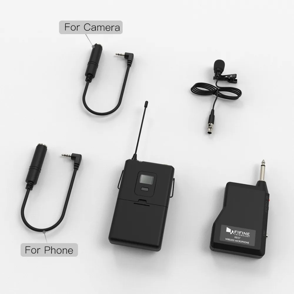Fifine 20-Channel UHF Беспроводной петличный микрофон с отворотом система с бодипаком передатчик отворотом микрофонный приемник для камеры/телефонов