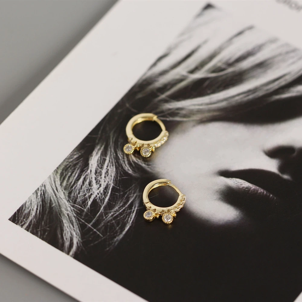 925 пробы серебряные женские серьги-кольца маленькие круглые AAA Cz Свадебные