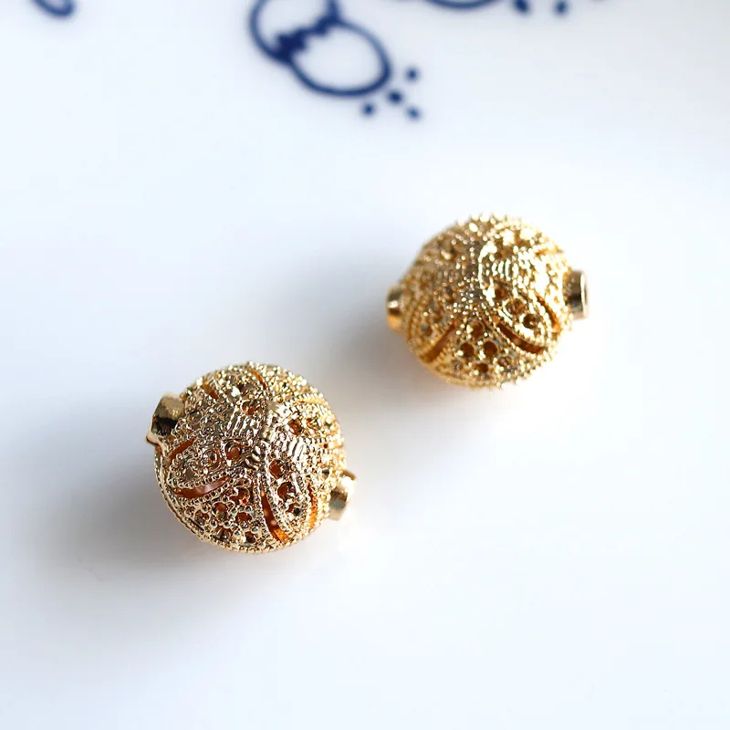 Оптовая продажа 2 шт./лот позолоченные бусины с платиновым покрытием золотистые