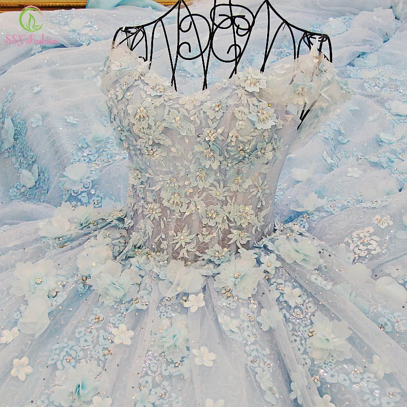 

2018 Luxury Lace Flowers High-grade Sweet Romantic Crystal Beading Banquet Ball Gown Party Formal mother of the bride dresses