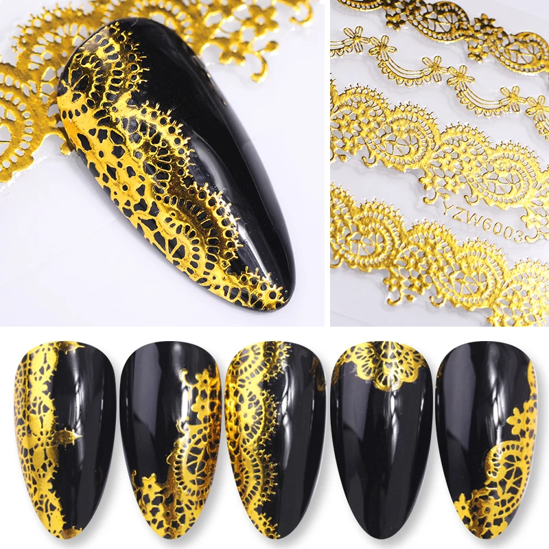 1 лист золотые наклейки для ногтей серия цветов смешанные узоры различные