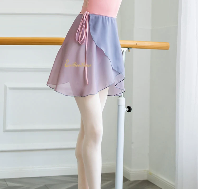 Ballerina Chiffon Dance Yoga Practice Skirt Women short Gradient Skirt Teachers Gymnastics Ballet Wrap skirt Ballet Dance Skirt