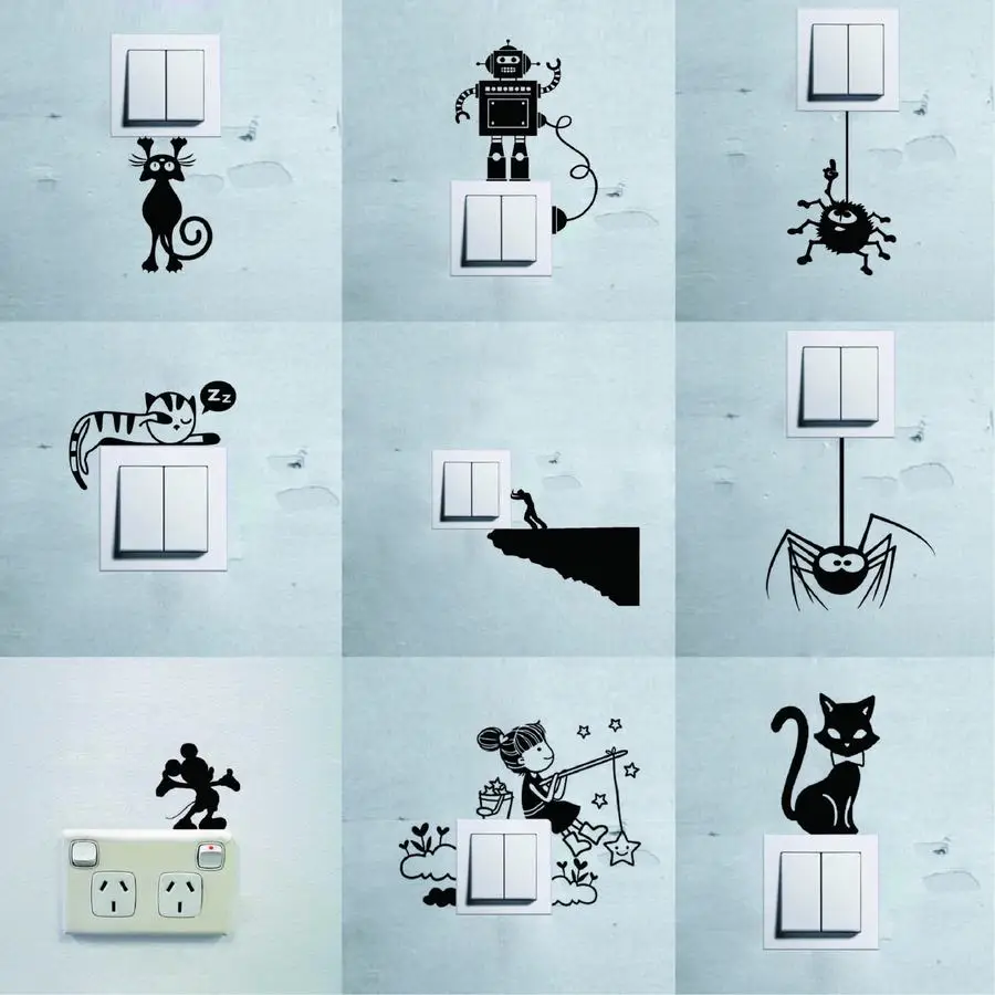 Съемные настенные наклейки ПВХ Виниловый свет переключатель на стену с