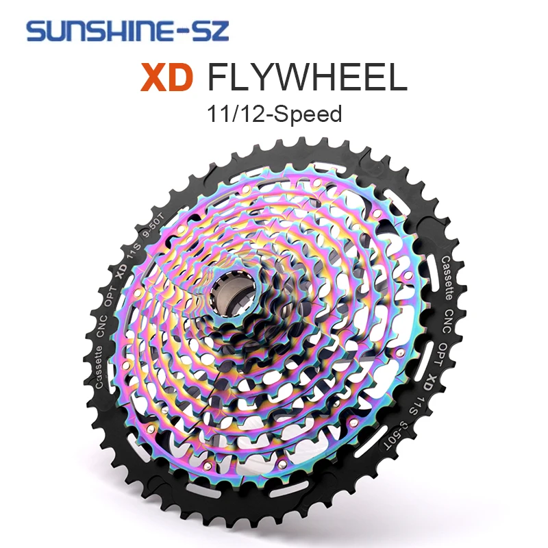 

SUNSHINE Flywheel 11s 12 Speed 9T 42T 46T 50T XD Cassette MTB Freewheel Bicycle ULD Rainbow Mountain Bike Sprocket for SRAM