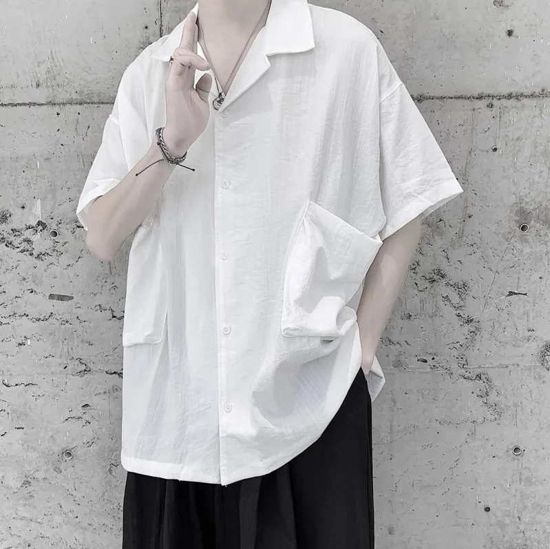 

2020 Summer New Youth Popular Solid Color Loose Cotton And Linen Short-sleeved Shirt Fashion Casual Single-breasted Jacket Coat