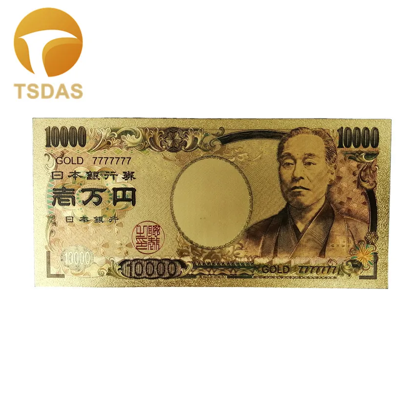 Золотая фольга для банкнот Япония 10000 иен 24K позолоченная копия Lucky 7777777 в цветах 300