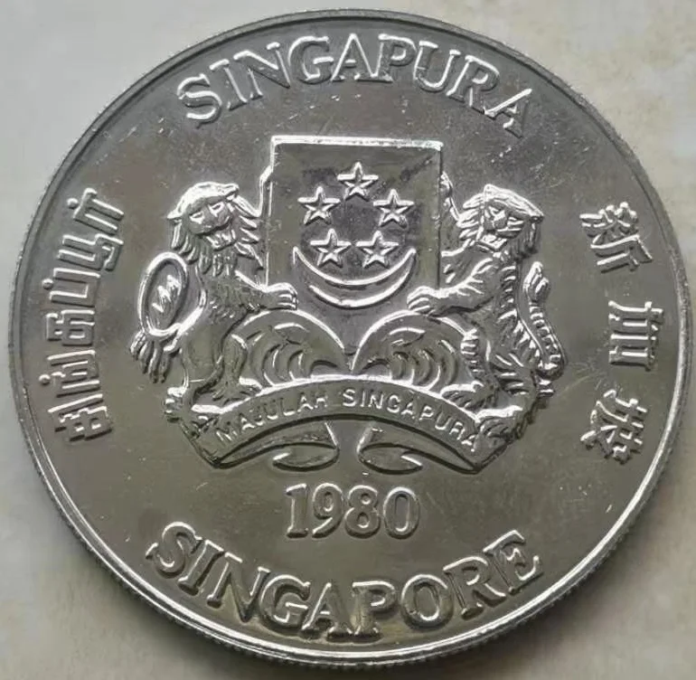 Монета Сингапура 10 долларов 1980 года связи спутник Юго-Восточной Азии 100% оригинальная монета новая 40 мм.