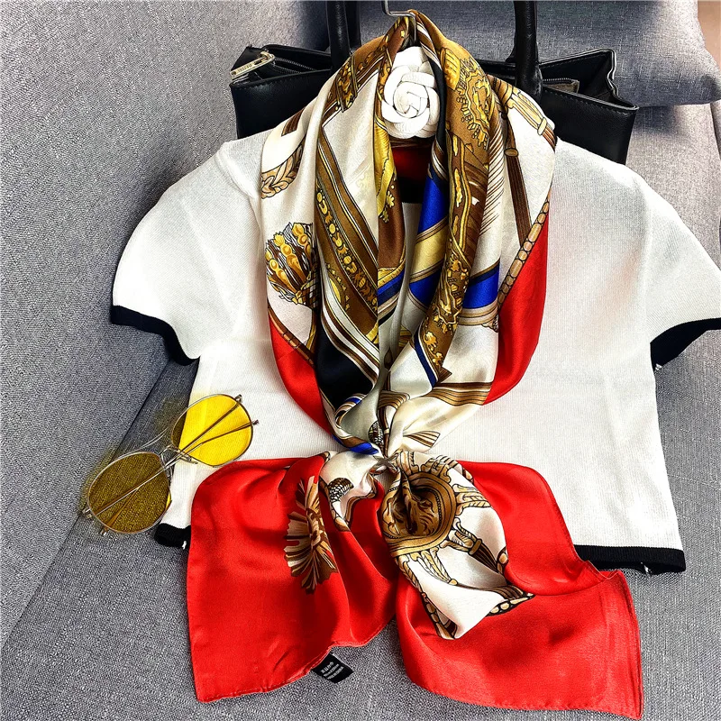 

Fashion Summer Silk Scarf Women Scarves for Hair Neck Cover Female Kerchief Bandana Hijab Bufanda de seda Foulard carre femmes