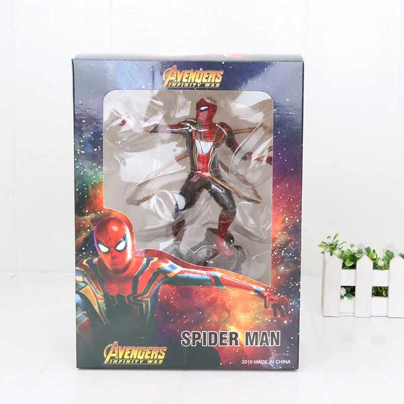 ironspider2 with box Мстители Капитан Марвел 22-27 см танос Железный человек Человек-паук Дэнверс статуя ко железная Студия ПВХ Фигурки Игрушка Фигурка игрушка подарок - Цвет: ironspider2 with box