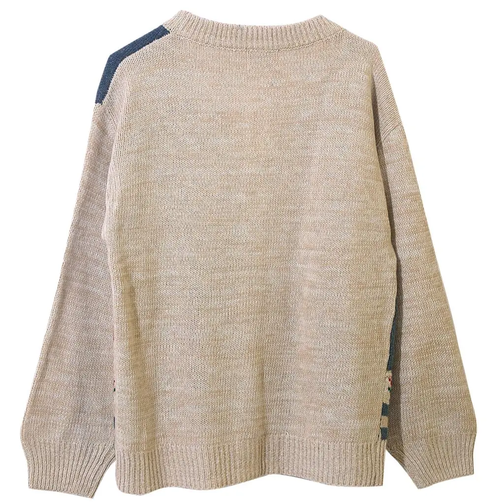 Кардиган женский вязаный жаккардовый с круглым вырезом Осень-зима |