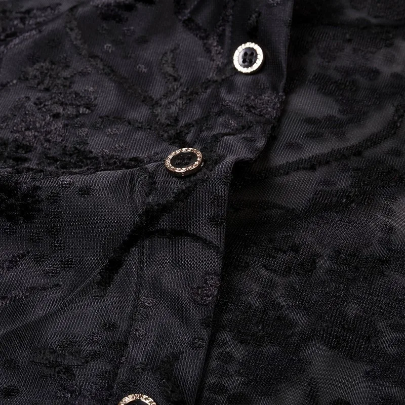 Черная синяя летняя уличная рубашка прозрачная с коротким рукавом Camicia Uomo Camisa