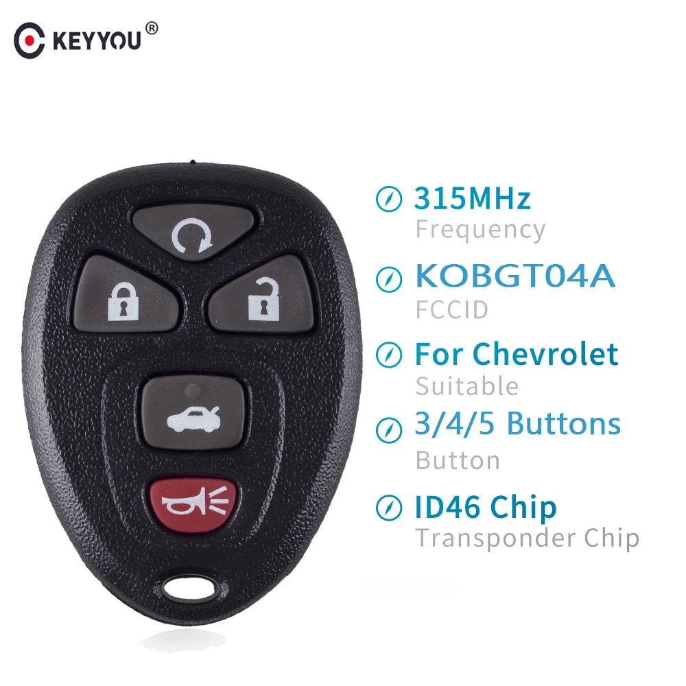 KEYYOU 3/4/5 кнопочный пульт дистанционного управления для Chevrolet Cobalt/Malibu/Buick/Pontiac/Saturn Aura