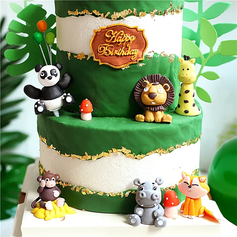 Сидя Жираф Лев лиса украшения обезьяна торт топперы для детей день партии