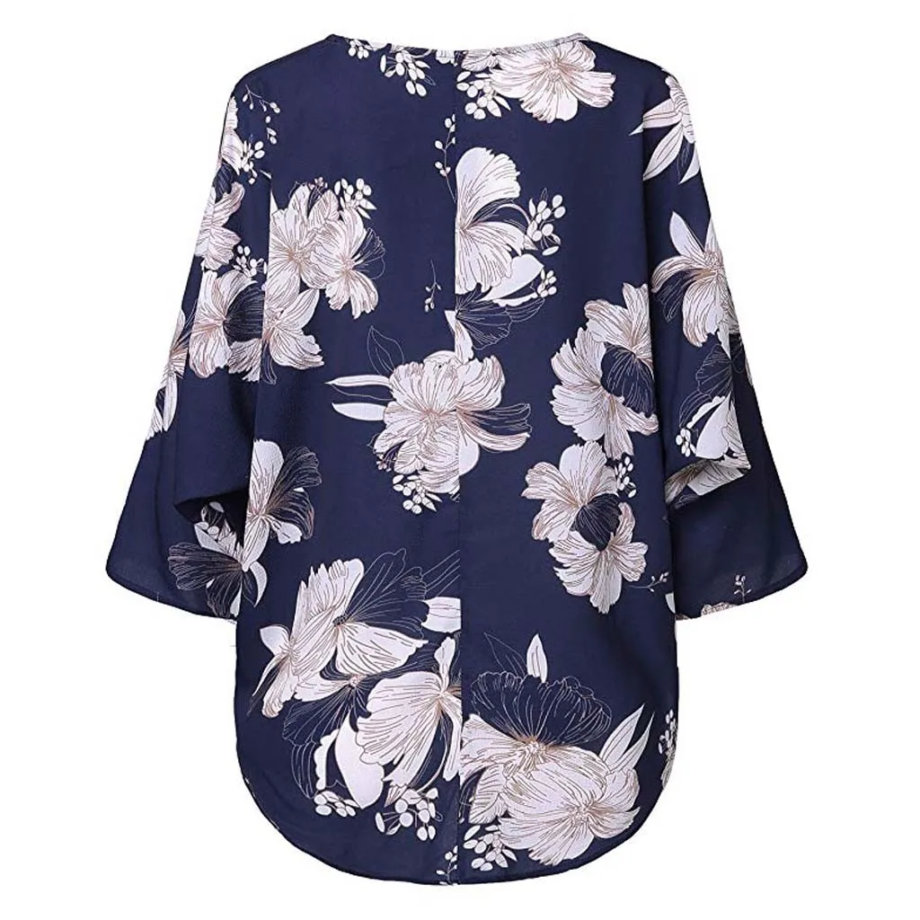 Женская модная футболка с круглым вырезом и принтом рукав летучая мышь спереди