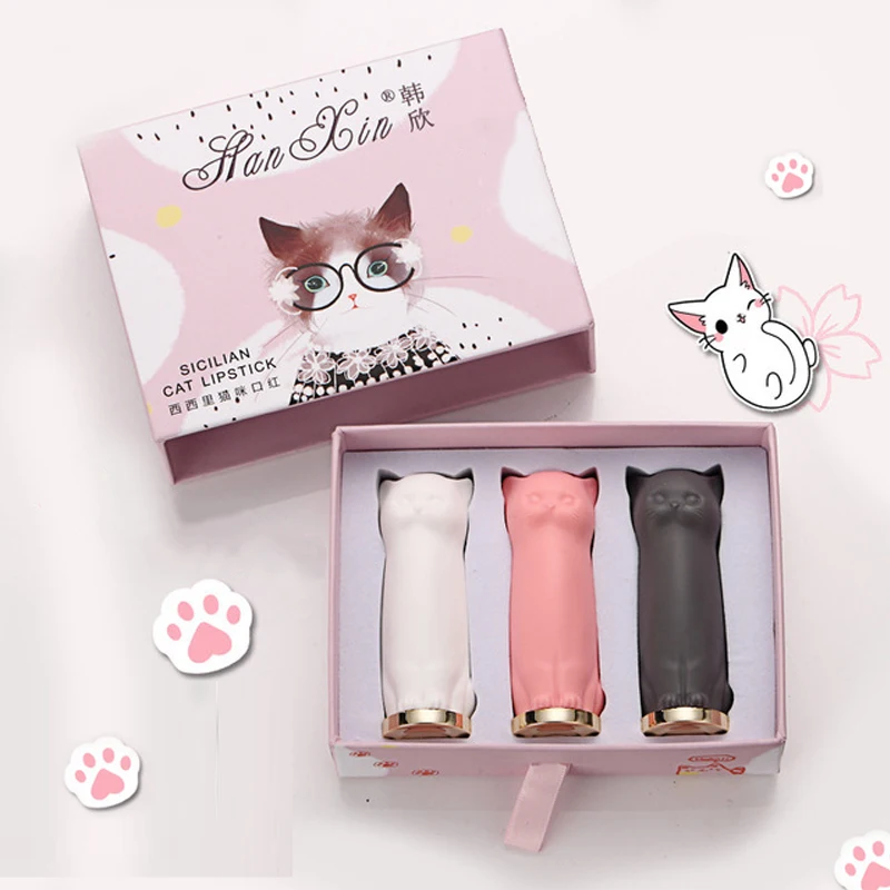 Набор губной помады для макияжа с изображением кота из мультфильма матовая