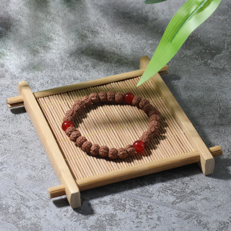 Красный оникс и оригинальный браслет Rudraksha с бусинами эластичный шнур мужская