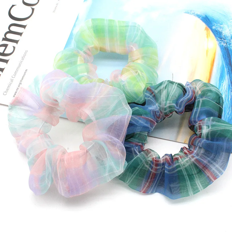 

2pcs/set Women Lace Scrunchies Hair Accessories Ponytail Holder Mesh Hairbands Stretch Hair Tie 2020 New Headwear Fashon