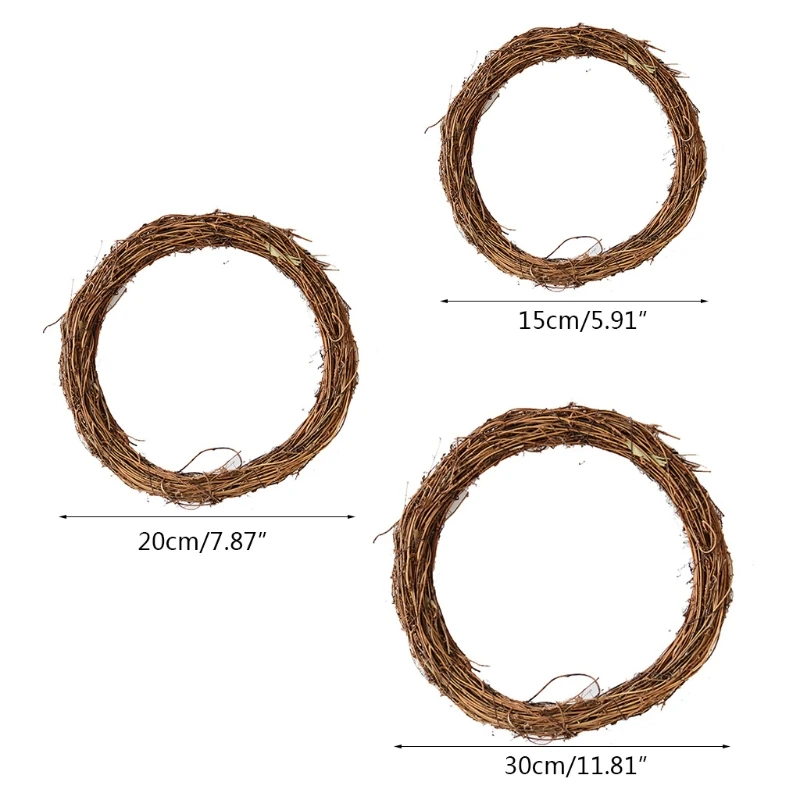 

Door Hanging Rattan Wreath Circle DIY Christmas Crafts Vine Ring Hoop Easter Wedding Home Party Decoration Ornament