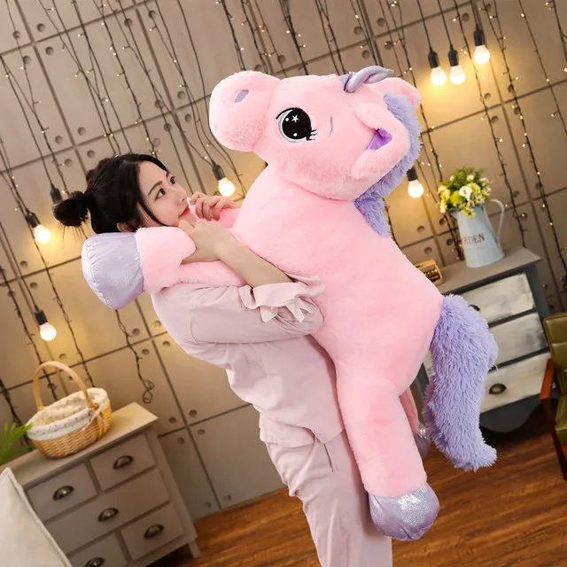 

Giant Size 110cm Cute Unicorn Plush Toy Soft Stuffed Rainbow Unicorn Doll Animal Horse Toy High Quality Gifts for Children Girls