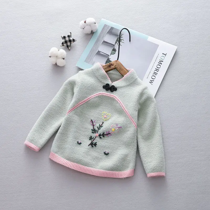 2019 г. Китайский осенний свитер для маленьких девочек вязаный одежда детей топ от 4