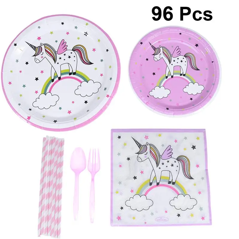 96 шт. одноразовый набор салфеток для вечеринки бумажные тарелки бумажный