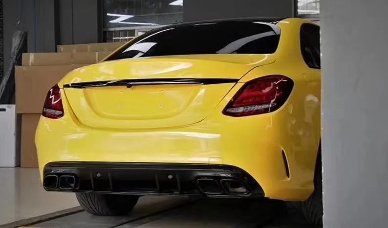 

Fit For Mercedes Benz C-class W205 C63s Style C200 C300 2015-2019 Car Rear Bumper Diffuser With Black/Silver Exhaust Pipes