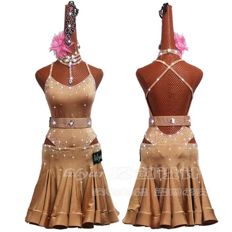 Женские блестящие платья для латиноамериканских танцев откровенное платье