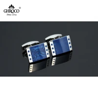 ghroco high quality blue rectangular enamel french shirt cufflinks business men women and wedding fashion luxury gifts