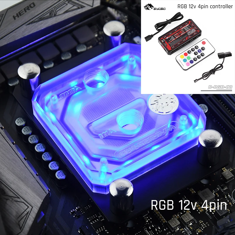 Bykski cpu-XPR-B-PA-V2-AM Матовый акриловый блок водяного охлаждения процессора для AM3/AM4 Ryzen3/5/7/ThreadRipper RGB(12v 4pin) RBW(5v 3pin - Цвет лезвия: RGB with controller