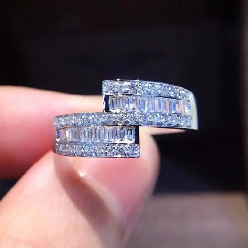 

New Hot Big Bling Zircon Stone Silver Color Wedding Engagement Rings for Women Fashion Party Jewelry 2020 New S925