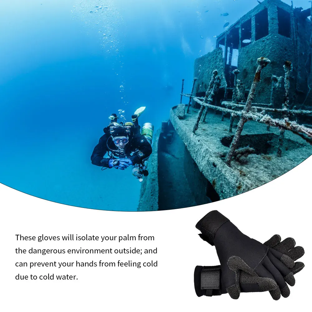 

3MM Neoprene Diving Gloves For Underwater Hunting Wetsuit Gloves Non-Slip Spearfishing Equipment Adjustable Black Gloves
