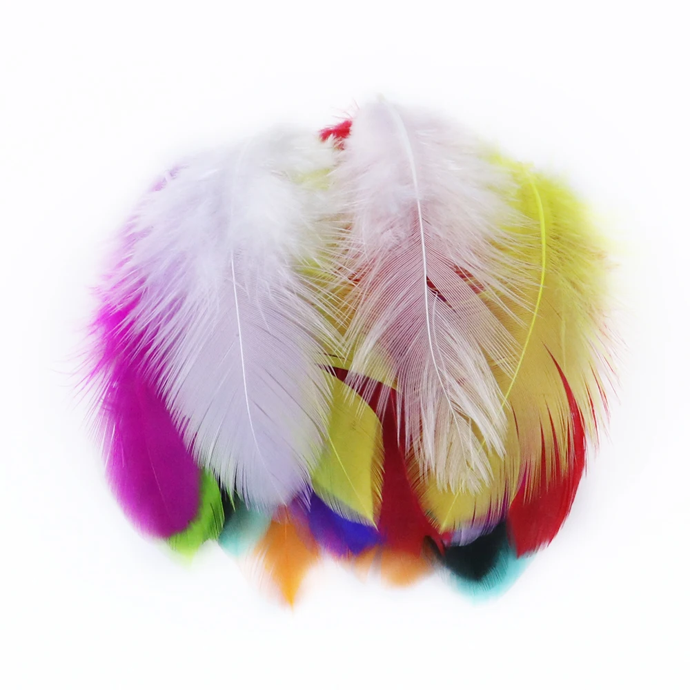 

Wholesale 100pcs/bag 5-10cm Rooster Feathers dyed 11color Chicken Feather for needlework Crafts Jewellery Decoration fly tying