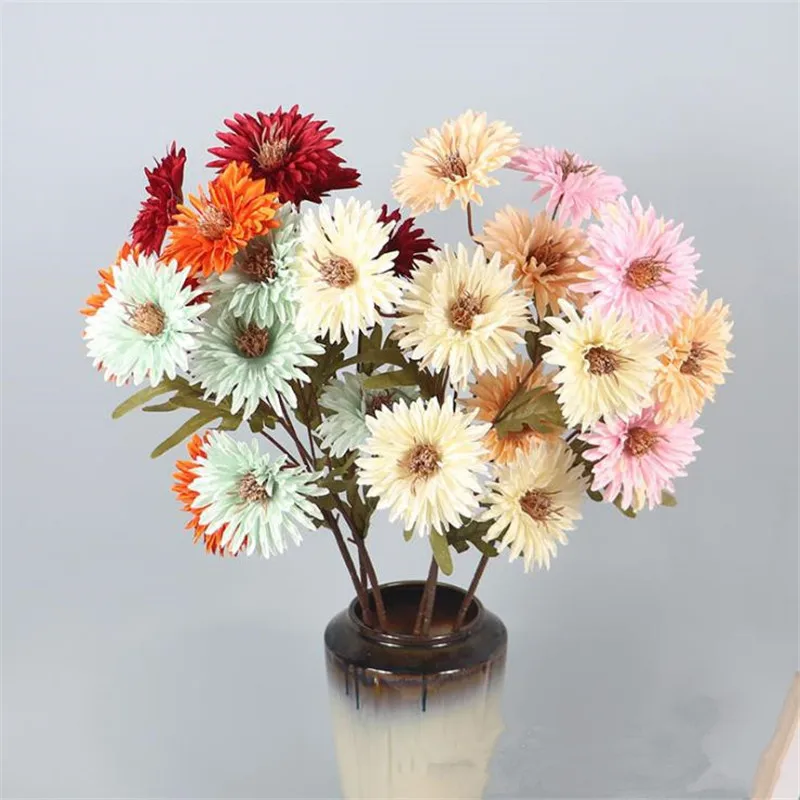 10 шт. поддельные стилизованные под языки пламени и принтом в виде хризантем (5