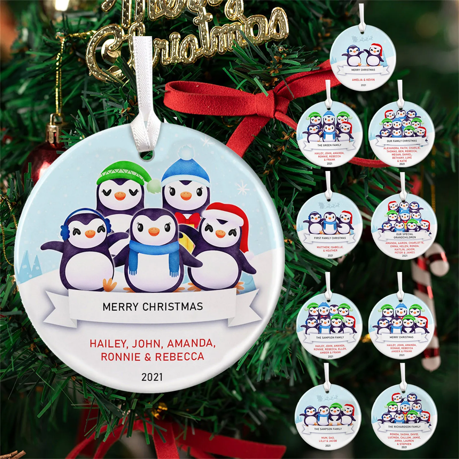 

Personalized Portfolio Penguin Family Christmas Ornaments christmas decoration home decoration accessories noel decoration 2021
