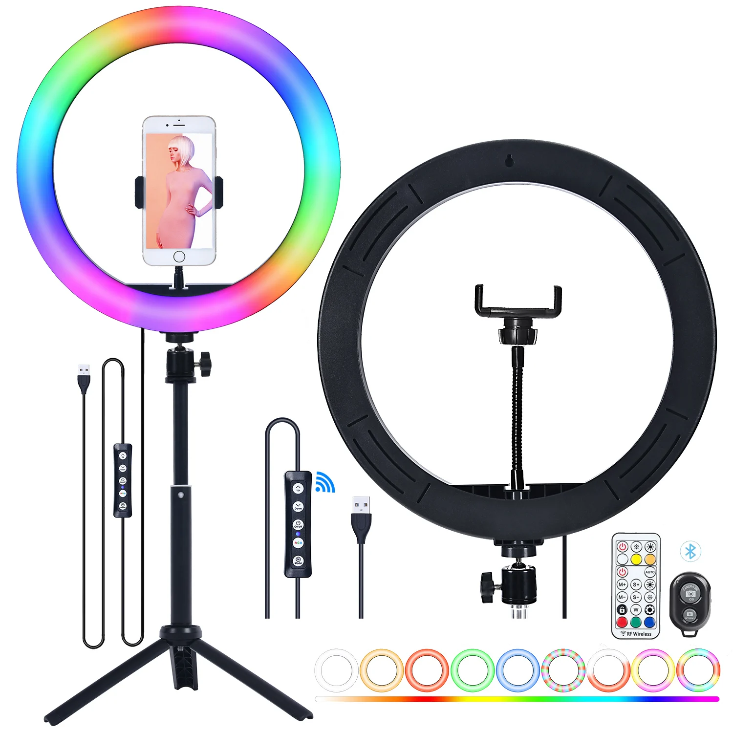 

fosoto 10Inch 13inch RGB Selfie Ring Light Led Photography Lamp Ringlight With Tripod Stand for Makeup Youtube Live Aro De Luz